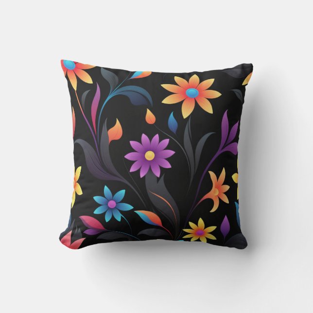 Coussin Jardin de minuit : Imaginaire floral vibrant (Recto)