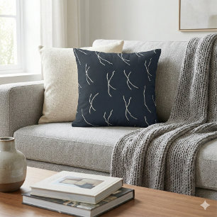 Coussin Jardin de Minuit Navy Lignes Abstraites Esquissées