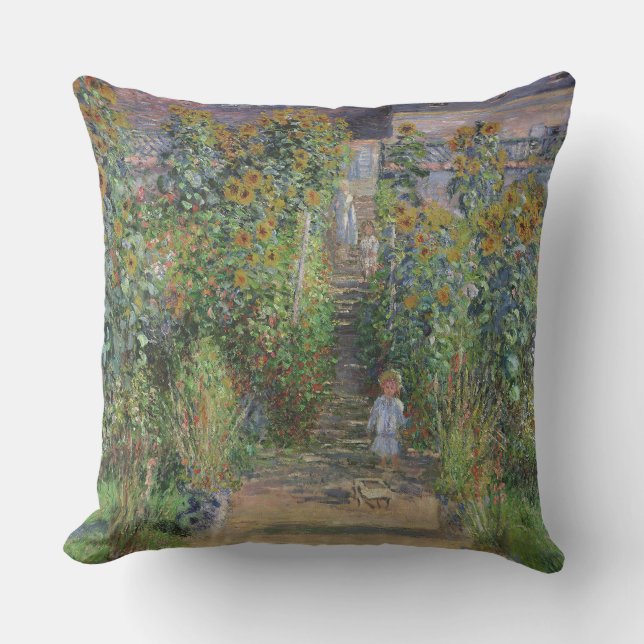 Coussin Jardin de Monet Vetheuil Impressionim Peinture de  (Recto)