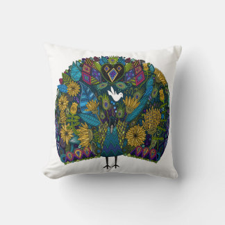 Coussin jardin de paon blanc
