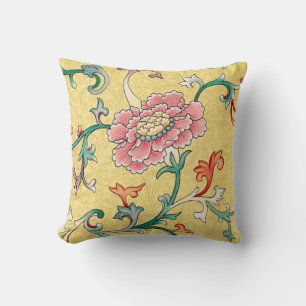 Coussin Jardin de pivoine rose asiatique sur Pastel Butter