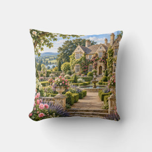 Coussin Jardin de roses de manoir anglais