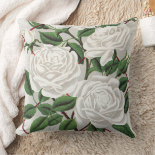 Coussin Jardin de roses grimpantes blanches antiques victo