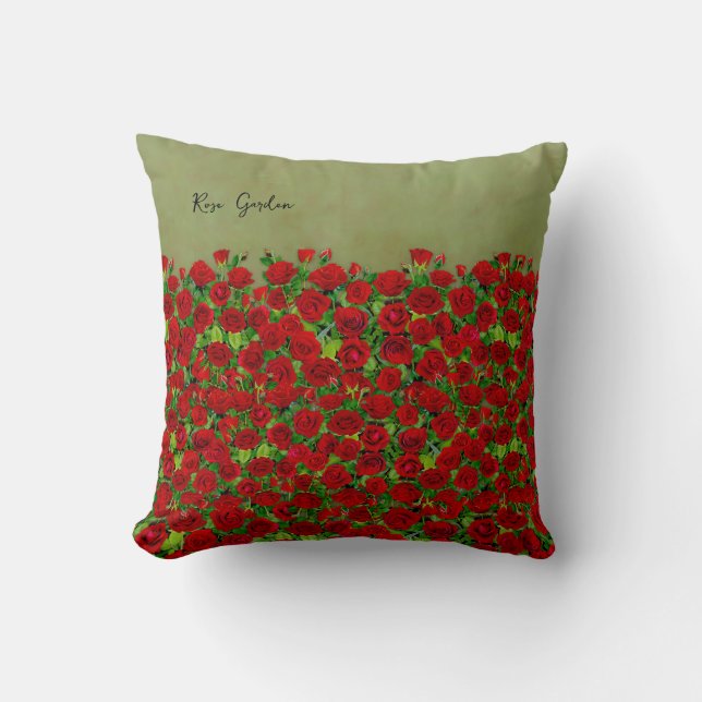 Coussin Jardin de roses rouges Champ Floral vibrant (Recto)