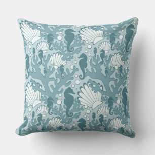 Coussin Jardin de Seahorse turquoise Grand écran