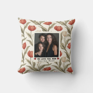 Coussin Jardin de tulipes rouges Nouveau cadeau de maman m
