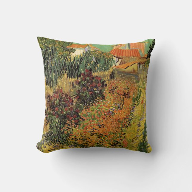 Coussin Jardin derrière une maison par Vincent van Gogh (Recto)