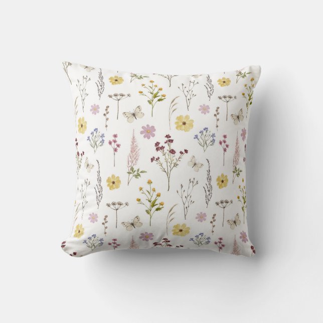 Coussin Jardin des prairies Fleurs sauvages printanières (Recto)