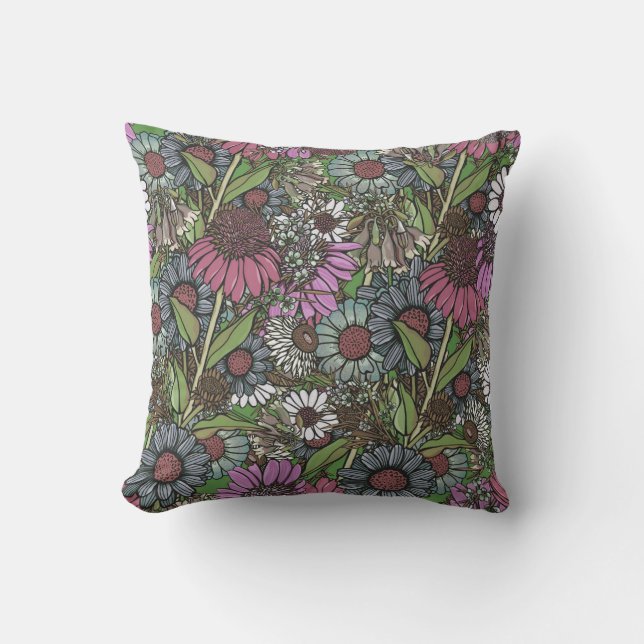 Coussin Jardin d'hiver Fleur sauvage rétros (Recto)