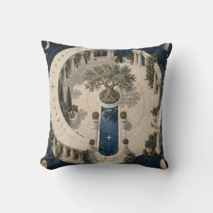 Coussin Jardin d'oliviers en croissant céleste vue aérienn