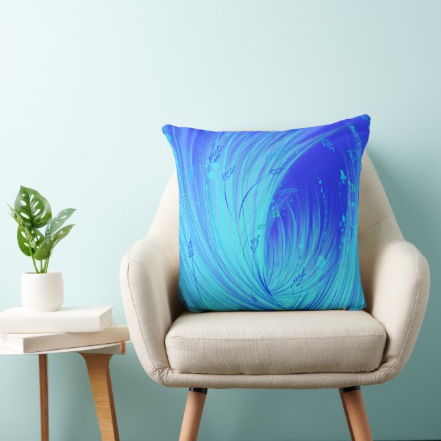 Coussin Jardin enchanté bleu Abstrait (Chaise)