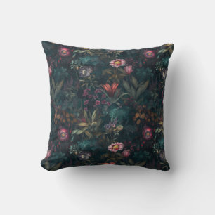 Coussin Jardin Fleur sauvage foncé rose et vert