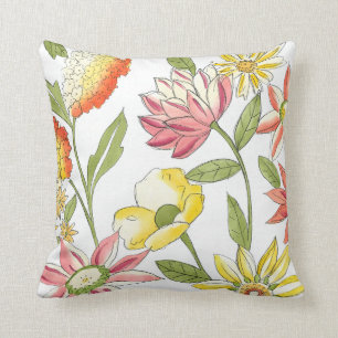 Coussin Jardin fleuri avec Arrière - plan blanc