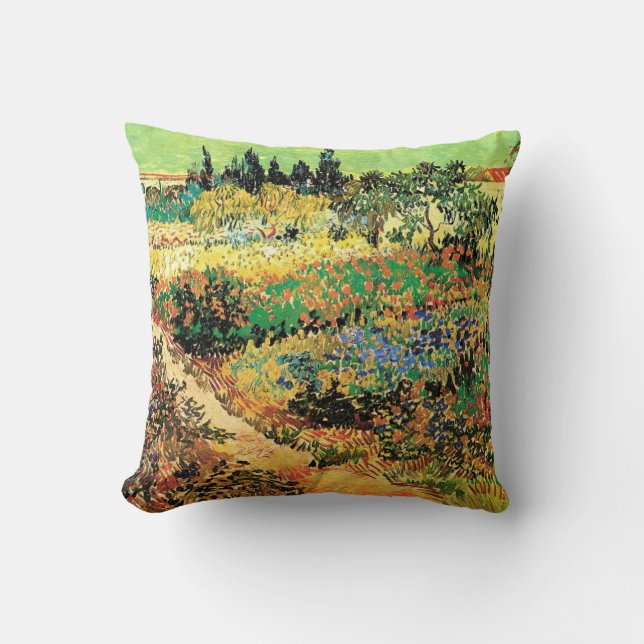 Coussin Jardin fleuri avec chemin par Vincent van Gogh (Recto)