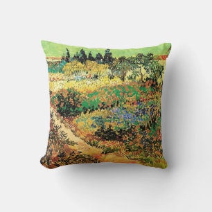 Coussin Jardin fleuri avec sentier par Vincent van Gogh