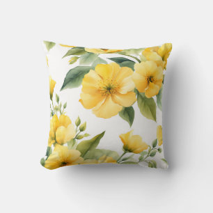 Coussin Jardin Fleurs Jaunes Aquarelle douce