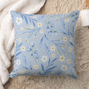Coussin Jardin Floral Bleu Jeu d'Oreiller