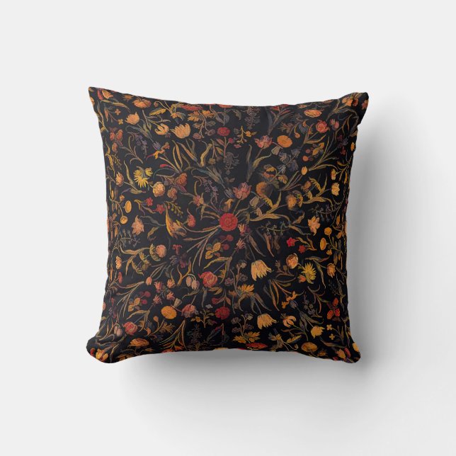 Coussin Jardin floral exotique de minuit (Recto)