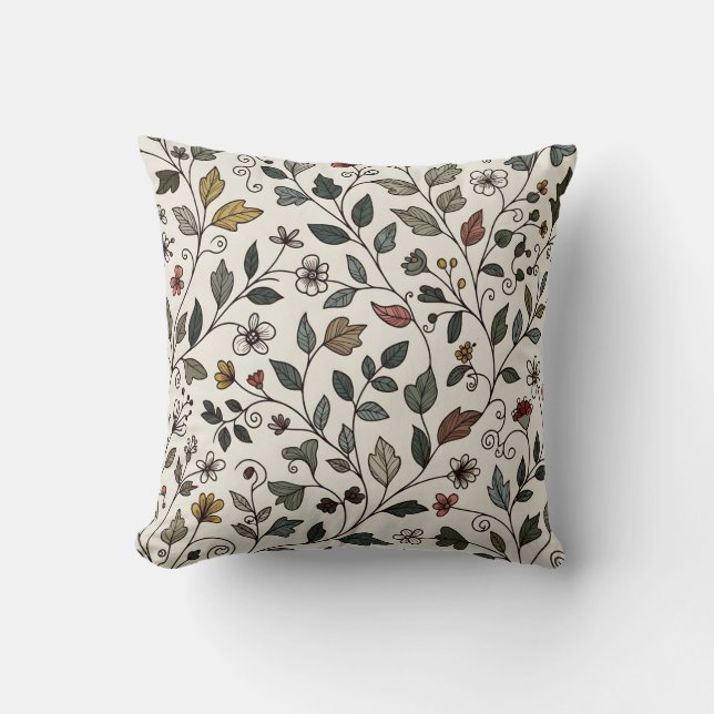 Coussin Jardin Floral Fantaisiste Intrigué (Recto)