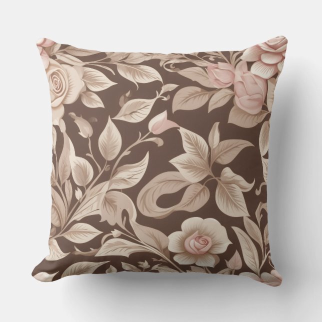 Coussin Jardin Floral Mocha (Recto)
