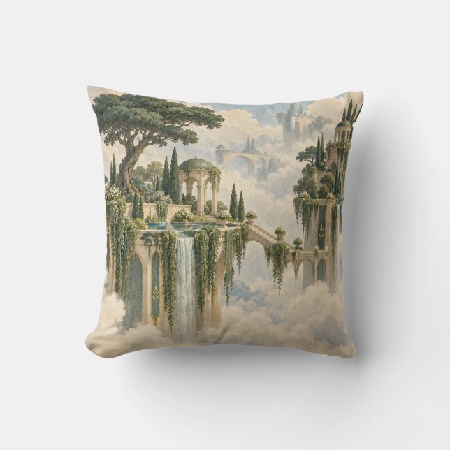 Coussin Jardin flottant de pins avec cascade (Recto)