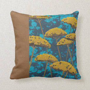 Coussin Jardin Golden Yarrow avec Arrière - plan bleu