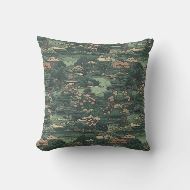 Coussin Jardin japonais coloré (Recto)