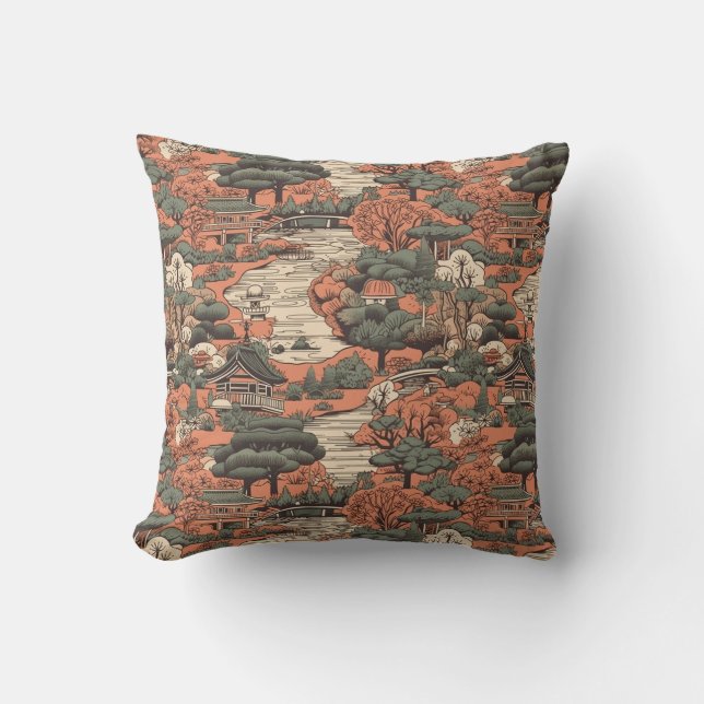 Coussin Jardin japonais coloré (Recto)