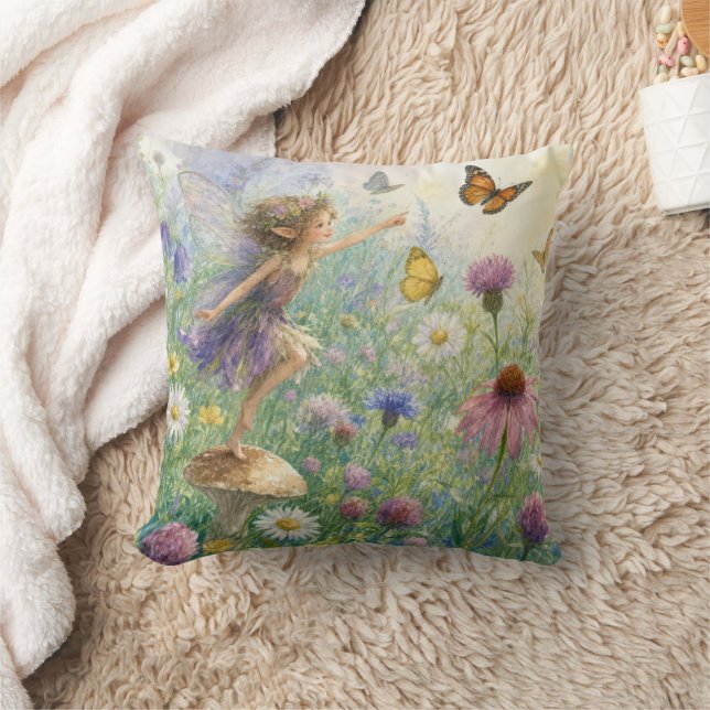 Coussin Jardin lutin avec papillons (Couverture)