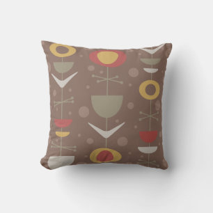 Coussin Jardin moderne du milieu du siècle Brown