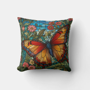 Coussin Jardin papillon en verre de tache rétro