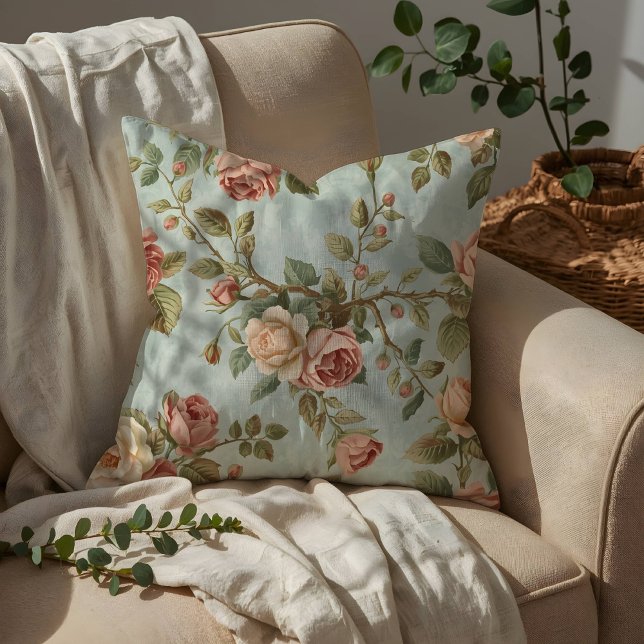 Coussin Jardin Romantique de Roses Anciennes (Créateur téléchargé)