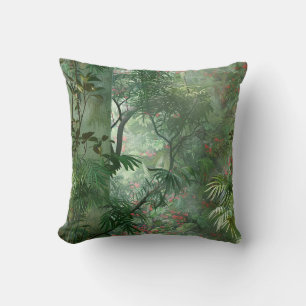 Coussin Jardin secret mystérieuse jungle fleurs et arbres