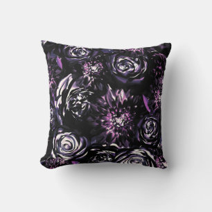 Coussin Jardin sombre Fleurs de glamour violet ensorcelant