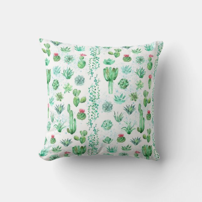 Coussin Jardin Succulent : Aquarelle Arrière - plan sans c (Recto)