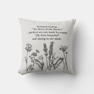 Coussin Jardin Verse Rudyard Kipling Aquarelle Fleurs