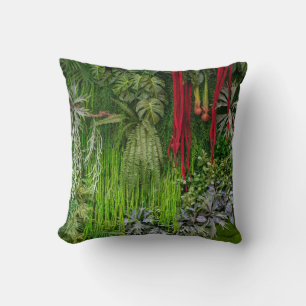 Coussin Jardin Vertical Tropical Motif de Mousse et de Feu