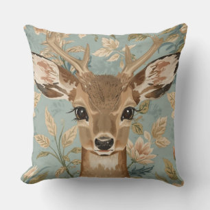 Coussin Jardin vintage mignon renne cerf et florales