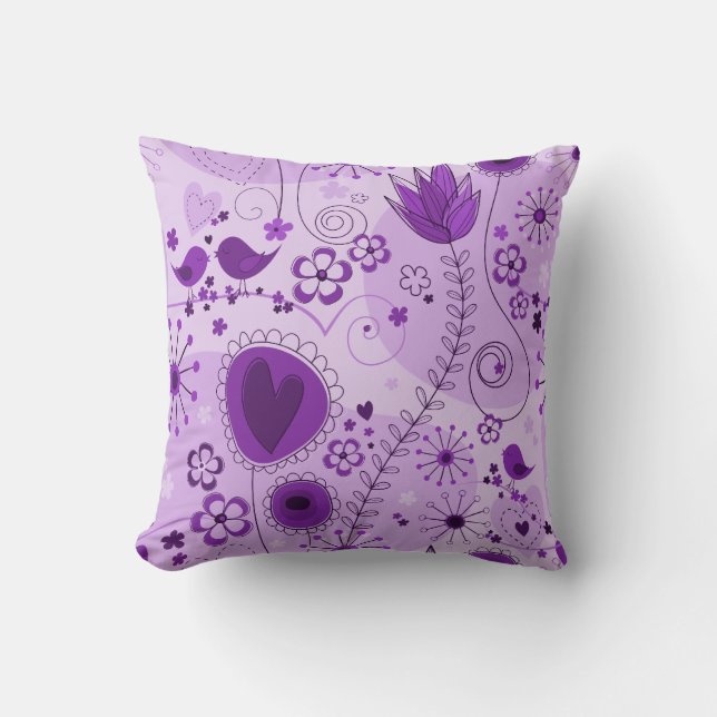 Coussin Jardin Whimsical en violet (Recto)