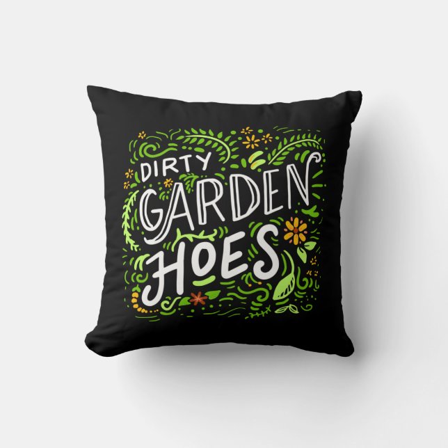 Coussin Jardinage - Bêches de jardin sales. (Recto)