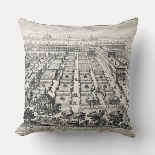 Coussin Jardins du Quirinale, de 'Li Giardini di Rom (Recto)