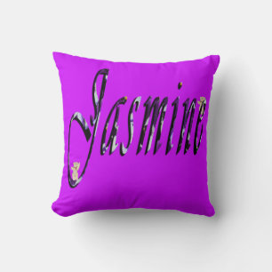 Coussin Jasmin, Nom, Logo, Poussin Magenta Throw.