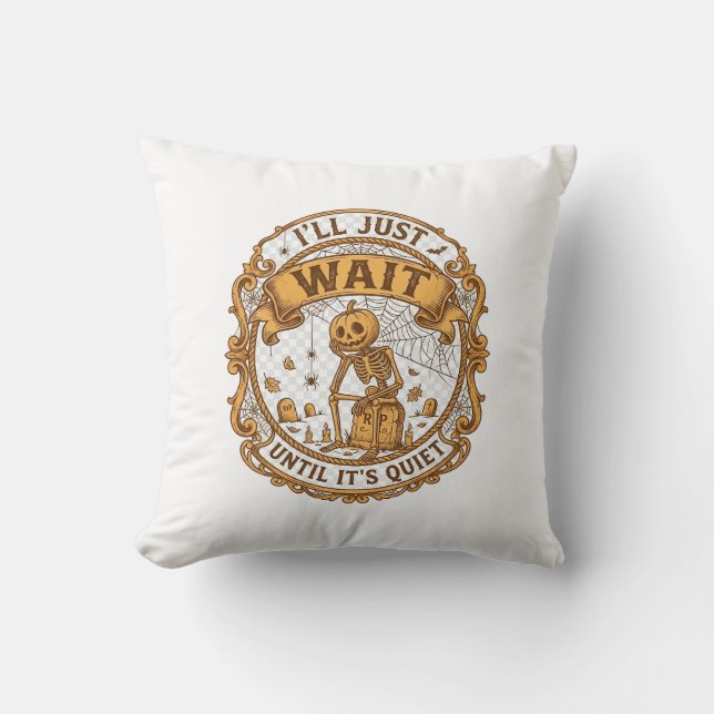 Coussin J'attendrai juste qu'il soit silencieux Citrouille (Recto)