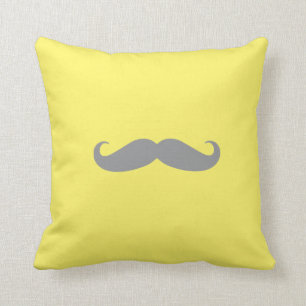 Coussin - jaune avec la moustache grise
