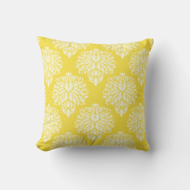 Coussin Jaune Beurre Damassé de Cottage Sudiste (Recto)