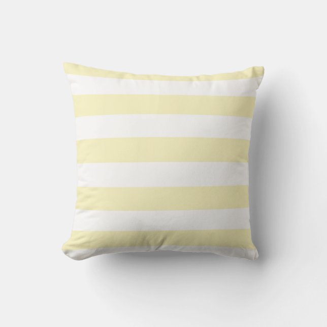 Coussin Jaune Beurre et Rayures Blanches (Recto)
