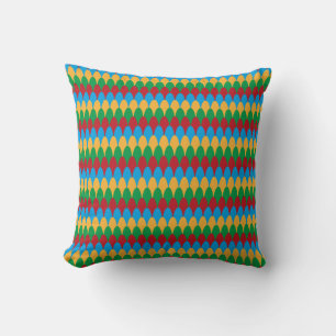 Coussin Jaune Bleu Vert & Rouge Géométrique Coquilles