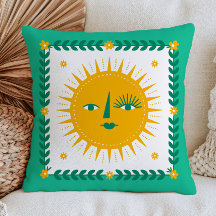 Jaune BOHO Chic Visage Soleil Bohème Céleste Vert