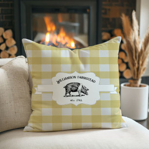 Coussin Jaune Buffle Plaid Agritourisme Cochon Jeter Oreil