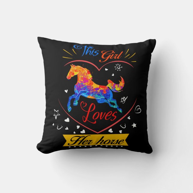 Coussin Jaune Cette Fille Aime Son Cheval (Recto)